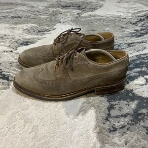 Frye Brown Suede Leather Wingtip Lace Oxford Shoes Sz 12 D Dress Cowboy Men's